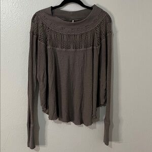 Free People Spring Valley Waffle Knit Long Sleeve Tee
